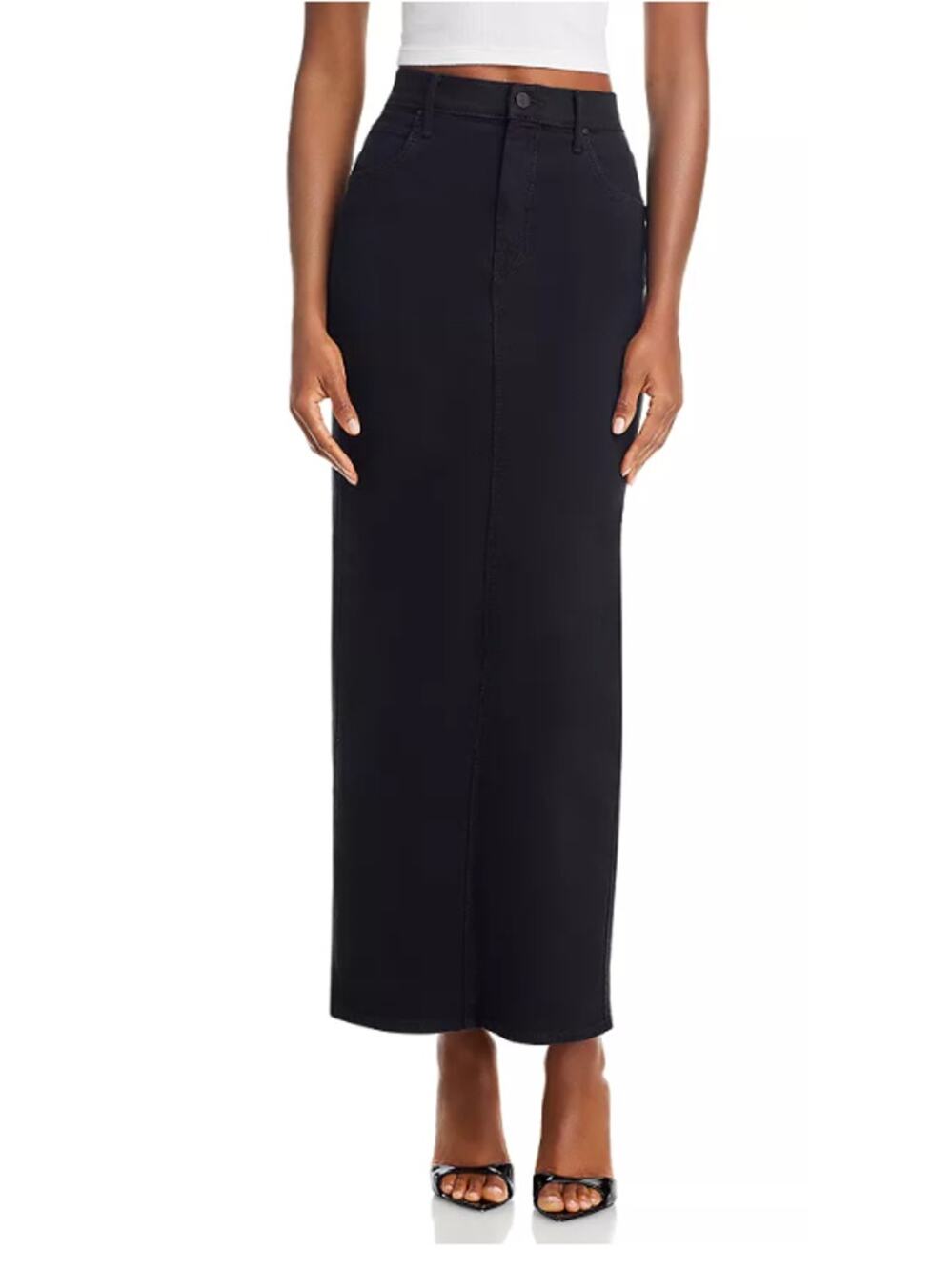MOTHER JEANS WOMENS 29 THE FLAGPOLE DENIM MAXI SKIRT IN PITCH BLACK NEW